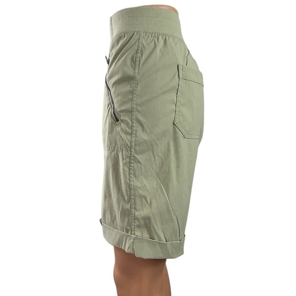 Te Verde Women's Green Khaki High Rise Cuffed Straight Bermuda Shorts Size L - Picture 2 of 5